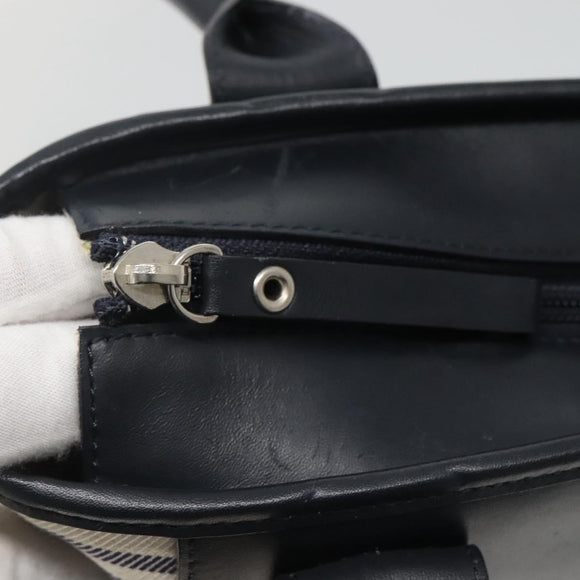 BURBERRY Hand Bag Canvas Beige Silver Auth th5915