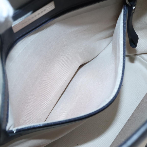 BURBERRY Hand Bag Canvas Beige Silver Auth th5915