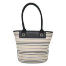 BURBERRY Hand Bag Canvas Beige Silver Auth th5915-13