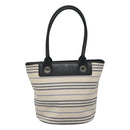 BURBERRY Hand Bag Canvas Beige Silver Auth th5915-2