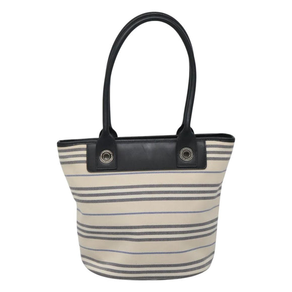 BURBERRY Hand Bag Canvas Beige Silver Auth th5915