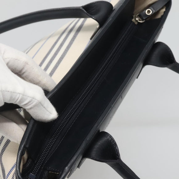 BURBERRY Hand Bag Canvas Beige Silver Auth th5915