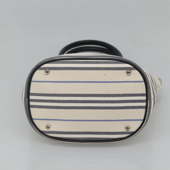 BURBERRY Hand Bag Canvas Beige Silver Auth th5915