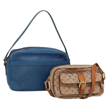 LOUIS VUITTON Monogram Mini Epi Shoulder Bag 2Set Blue LV Auth th5921