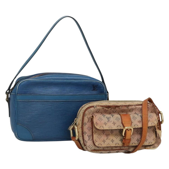 LOUIS VUITTON Monogram Mini Epi Shoulder Bag 2Set Blue LV Auth th5921