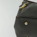 LOEWE Shoulder Bag Canvas Gray Gold Auth th5947-9