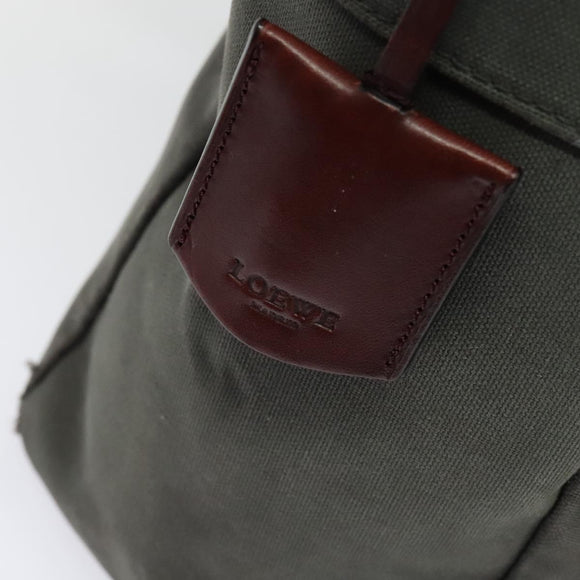 LOEWE Shoulder Bag Canvas Gray Gold Auth th5947