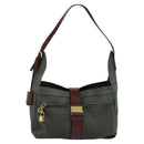 LOEWE Shoulder Bag Canvas Gray Gold Auth th5947-13