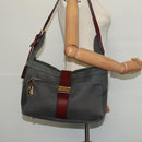 LOEWE Shoulder Bag Canvas Gray Gold Auth th5947-22