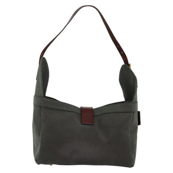 LOEWE Shoulder Bag Canvas Gray Gold Auth th5947