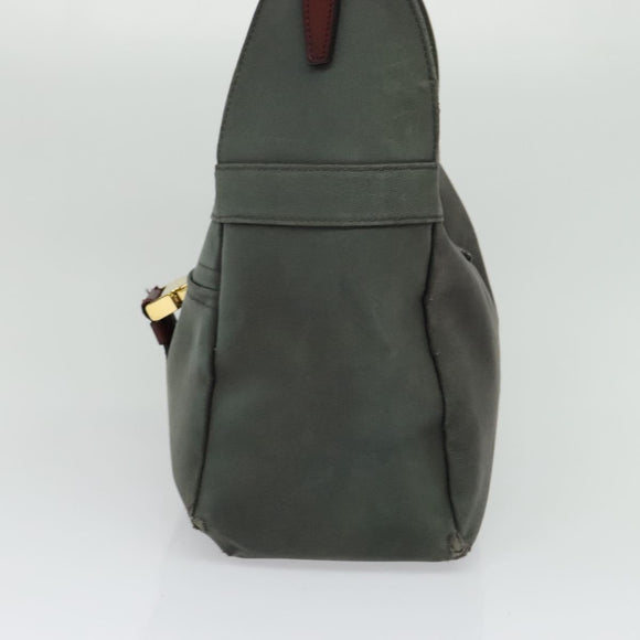 LOEWE Shoulder Bag Canvas Gray Gold Auth th5947