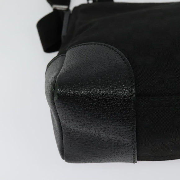 GUCCI GG Canvas Shoulder Bag Black Silver 114273 Auth th5949