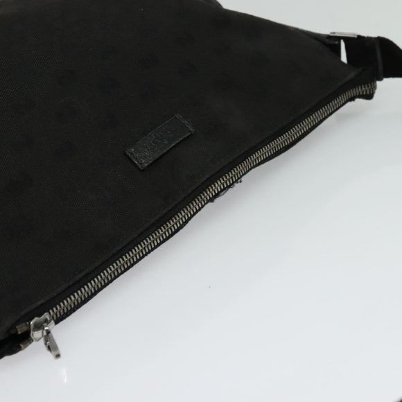 GUCCI GG Canvas Shoulder Bag Black Silver 114273 Auth th5949