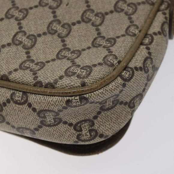 GUCCI GG Plus Supreme Shoulder Bag PVC Beige Gold Auth th5987
