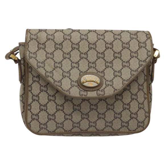 GUCCI GG Plus Supreme Shoulder Bag PVC Beige Gold Auth th5987