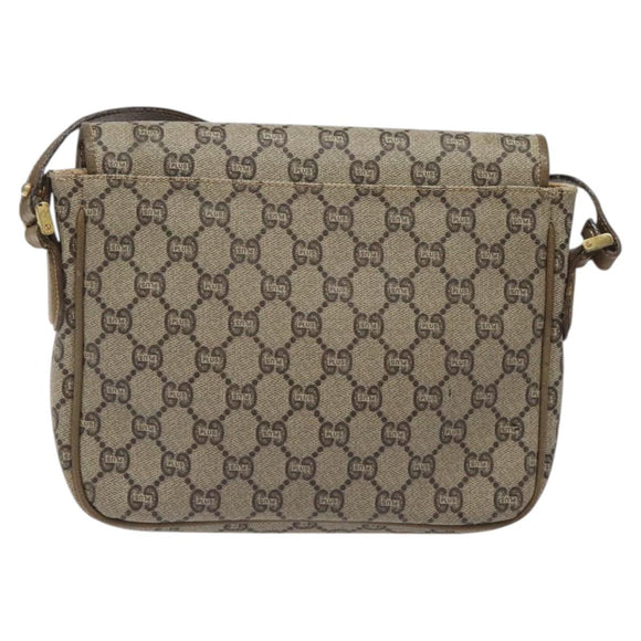 GUCCI GG Plus Supreme Shoulder Bag PVC Beige Gold Auth th5987