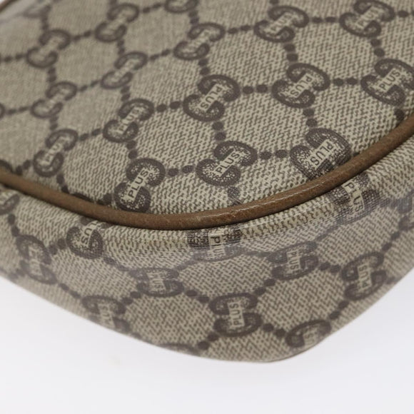 GUCCI GG Plus Supreme Shoulder Bag PVC Beige Auth th6012