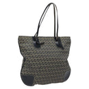 FENDI Zucchino Canvas Hand Bag Navy Silver Auth th6019-1