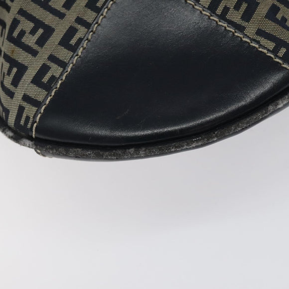 FENDI Zucchino Canvas Hand Bag Navy Silver Auth th6019