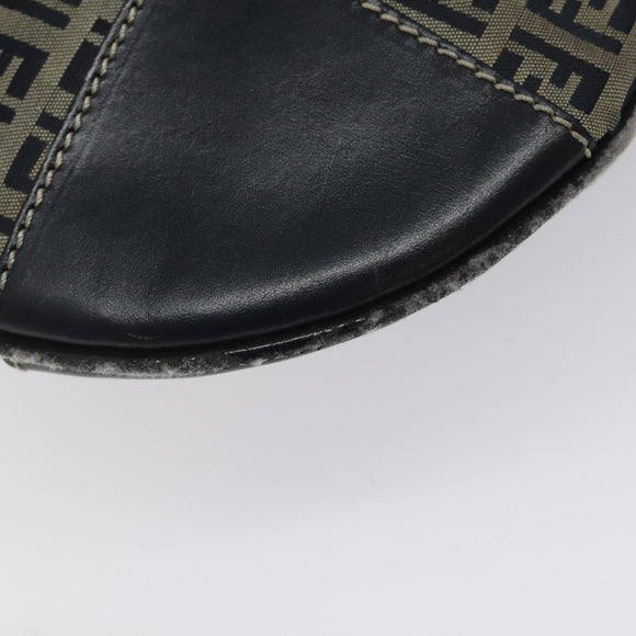 FENDI Zucchino Canvas Hand Bag Navy Silver Auth th6019