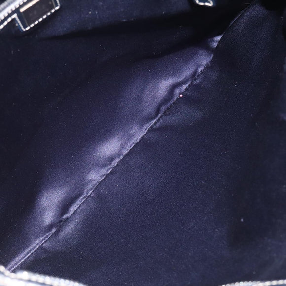 FENDI Zucchino Canvas Hand Bag Navy Silver Auth th6019