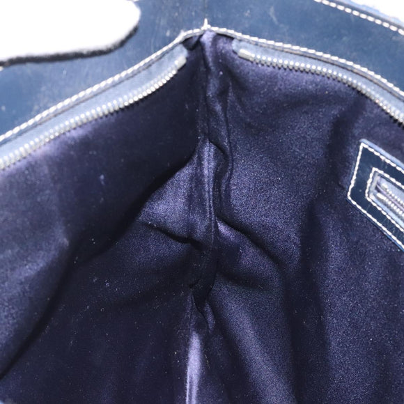 FENDI Zucchino Canvas Hand Bag Navy Silver Auth th6019