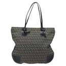 FENDI Zucchino Canvas Hand Bag Navy Silver Auth th6019-13
