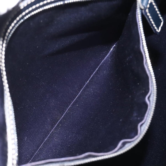 FENDI Zucchino Canvas Hand Bag Navy Silver Auth th6019