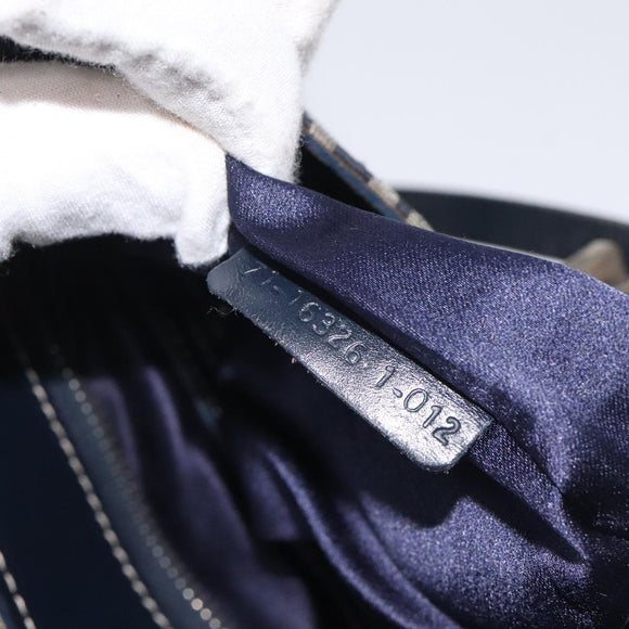 FENDI Zucchino Canvas Hand Bag Navy Silver Auth th6019