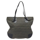 FENDI Zucchino Canvas Hand Bag Navy Silver Auth th6019-2