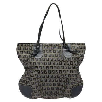 FENDI Zucchino Canvas Hand Bag Navy Silver Auth th6019 - 0