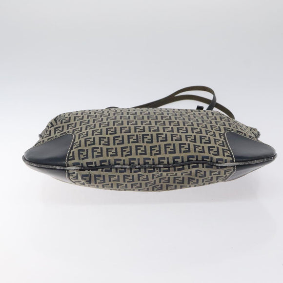 FENDI Zucchino Canvas Hand Bag Navy Silver Auth th6019