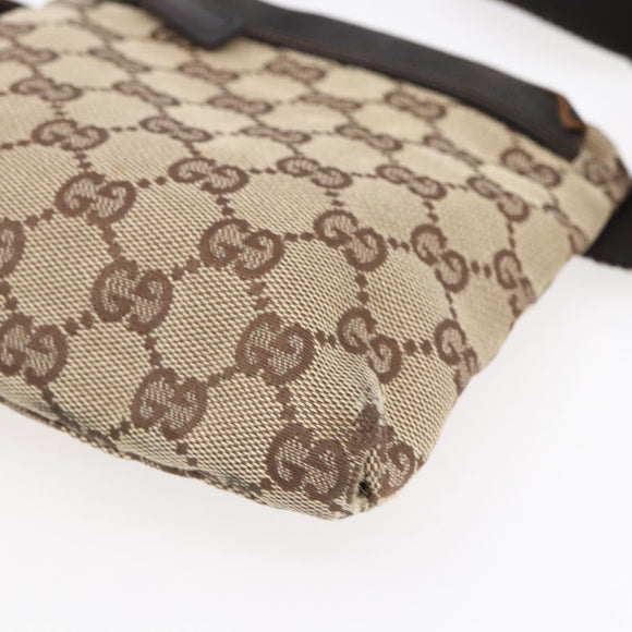 GUCCI GG Canvas Waist bag Beige Silver 28566 Auth th6023