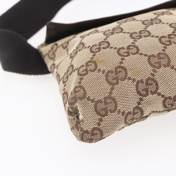 GUCCI GG Canvas Waist bag Beige Silver 28566 Auth th6023