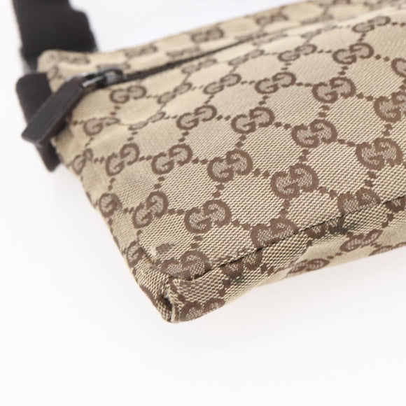 GUCCI GG Canvas Waist bag Beige Silver 28566 Auth th6023