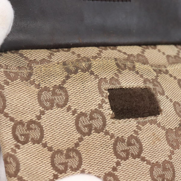 GUCCI GG Canvas Waist bag Beige Silver 28566 Auth th6023