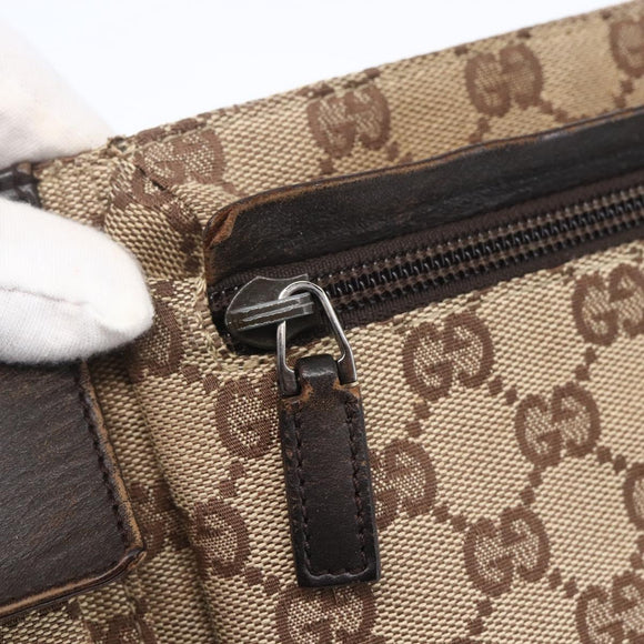 GUCCI GG Canvas Waist bag Beige Silver 28566 Auth th6023