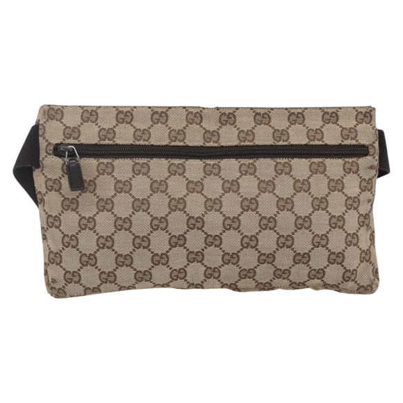 GUCCI GG Canvas Waist bag Beige Silver 28566 Auth th6023