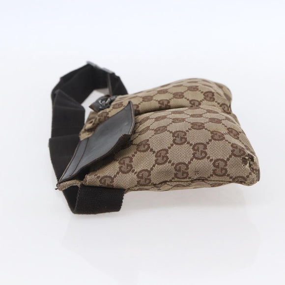 GUCCI GG Canvas Waist bag Beige Silver 28566 Auth th6023