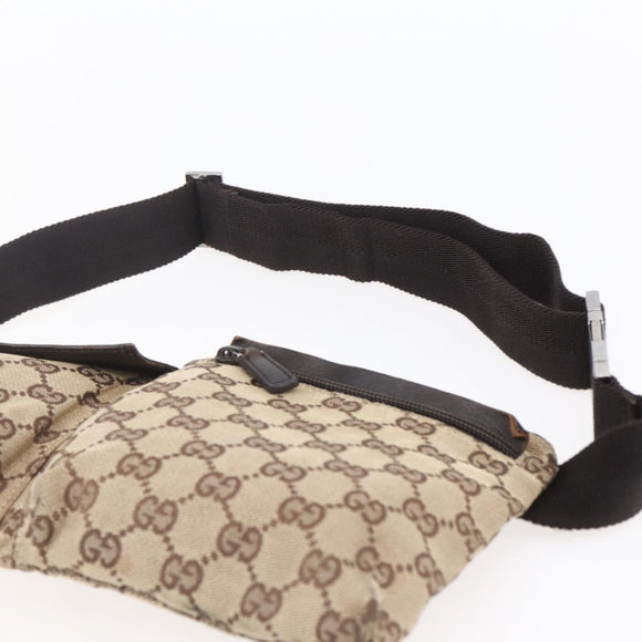 GUCCI GG Canvas Waist bag Beige Silver 28566 Auth th6023