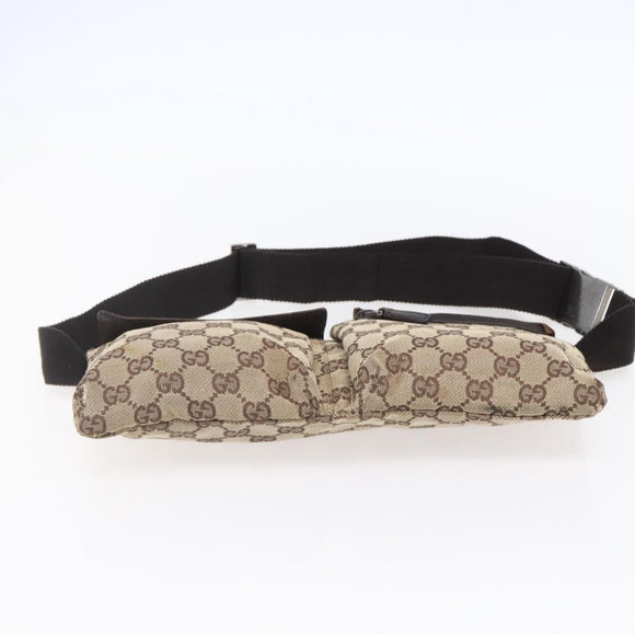 GUCCI GG Canvas Waist bag Beige Silver 28566 Auth th6023