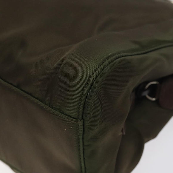 PRADA Chain Shoulder Bag Nylon Khaki Auth th6024