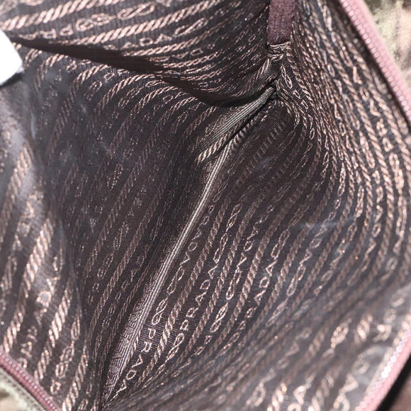 PRADA Chain Shoulder Bag Nylon Khaki Auth th6024