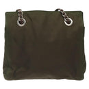 PRADA Chain Shoulder Bag Nylon Khaki Auth th6024-2