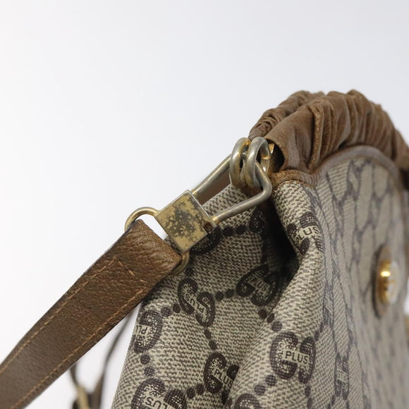 GUCCI GG Plus Supreme Shoulder Bag PVC Beige Gold Auth th6028