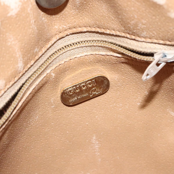 GUCCI GG Plus Supreme Shoulder Bag PVC Beige Gold Auth th6028