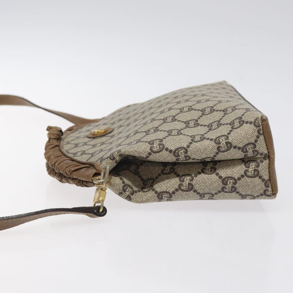 GUCCI GG Plus Supreme Shoulder Bag PVC Beige Gold Auth th6028