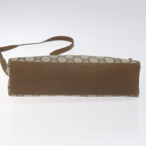 GUCCI GG Plus Supreme Shoulder Bag PVC Beige Gold Auth th6028