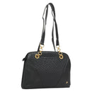 BALLY Quilted Shoulder Bag Leather Navy Gold Auth th6030-1