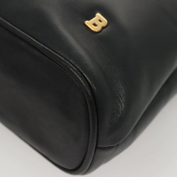 BALLY Quilted Shoulder Bag Leather Navy Gold Auth th6030